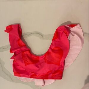 Stella Cove Girls Pink With Red Hearts Bikini Top